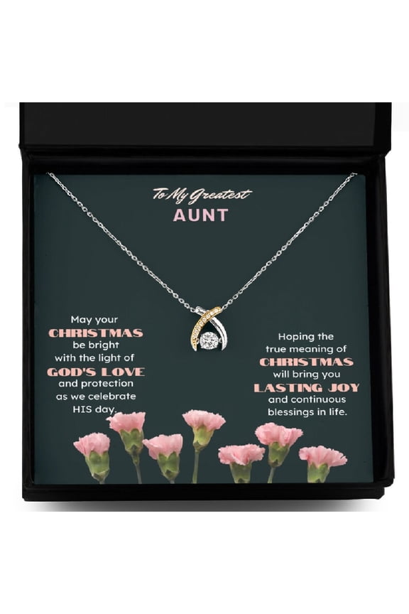 Heartwarming Aunt Wishbone Dancing Necklace, To my Greatest Aunt, Appreciation Christmas gifts for aunt from niece, nephew