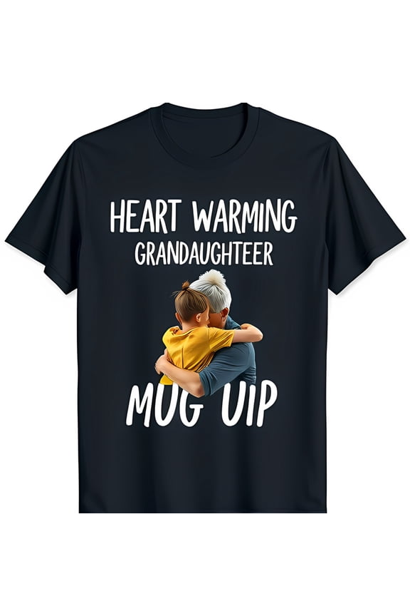 Heartwarming Granddaughter T-Shirt with Grandma Embrace Graphic Blue