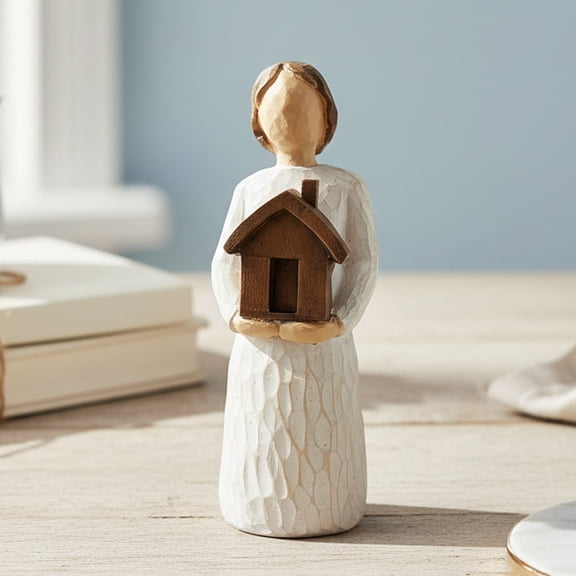 Heartwarming Home Figurine | Cute Resin Ornament Holding House | Elegant Tabletop Decor & Thoughtful Gift for Housewarming, Family & Friendship
