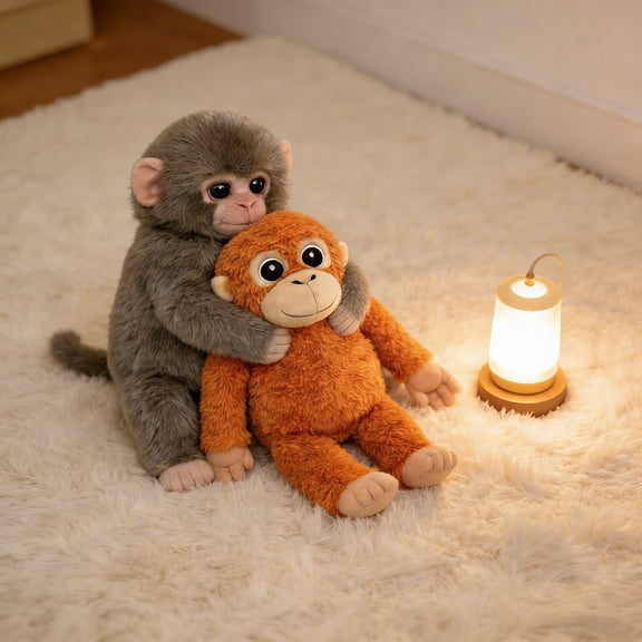 Heartwarming Monkey Hugging Orangutan Plush, Soft Stuffed Animal for Emotional Comfort