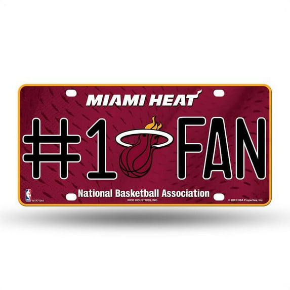 Heat #1 Fan Metal License Plate