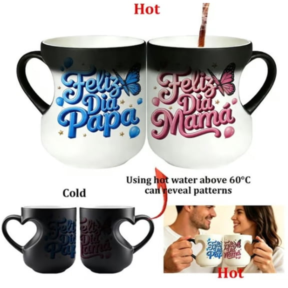 Heat Activated Color Changing Mug, Coffee Cup with Hidden Design, Magic Mug, Temperature Change Mug, Gift Idea Blue