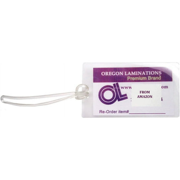 Heat Activated Luggage Tag Laminating Pouches 2-1/2 x 4-1/4 inch 5 mil (64mm x 108mm x 125 microns) with Slot Short Side Including 6-inch Attachment Loops [500 of Each] Clear Gloss