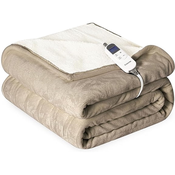 Heat Blanket 50'x60' Throw,Soft Flannel & Sherpa Reversible Electric Blanket wit