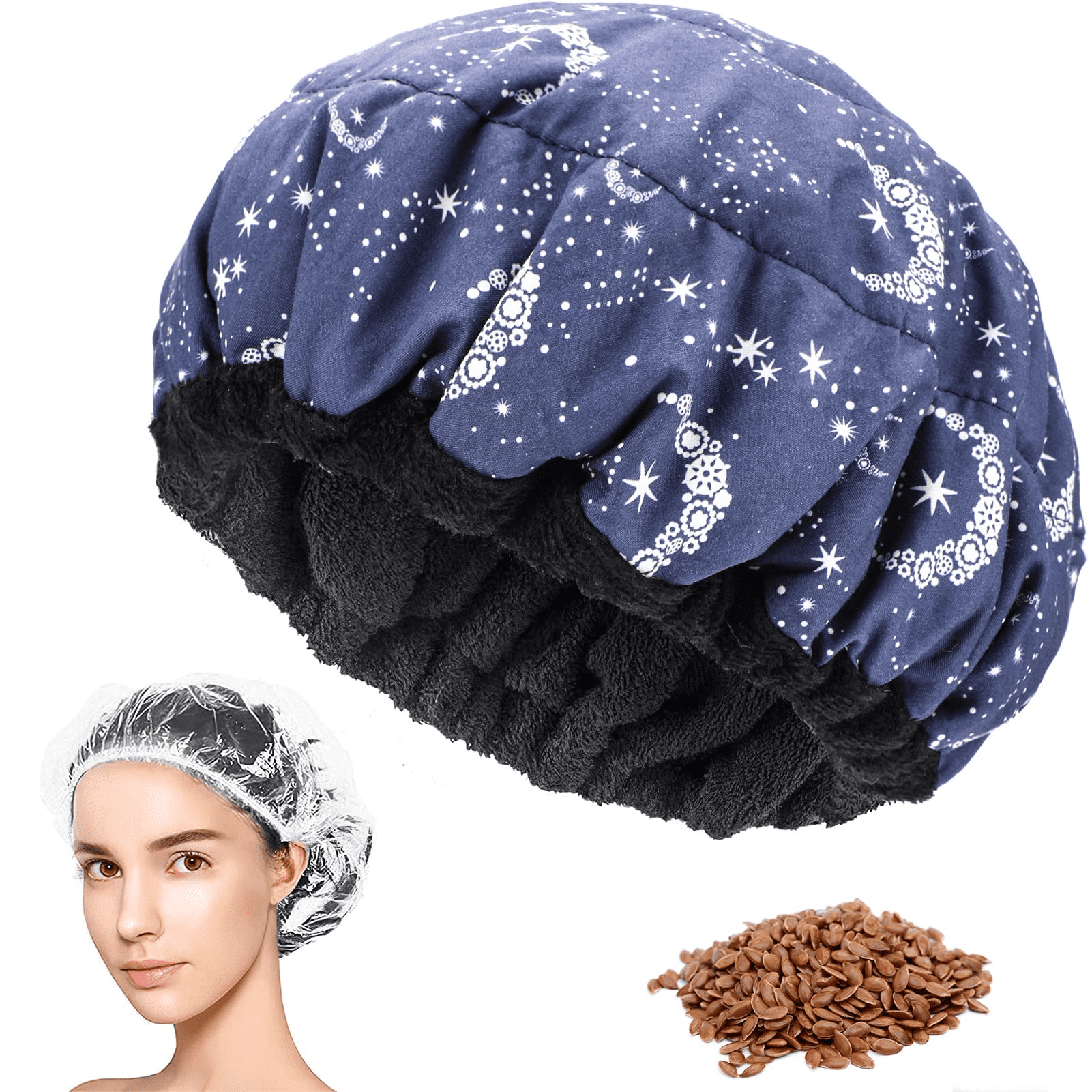 Cordless, Microwavable Flax Seed Hair Heat Cap for Deep
