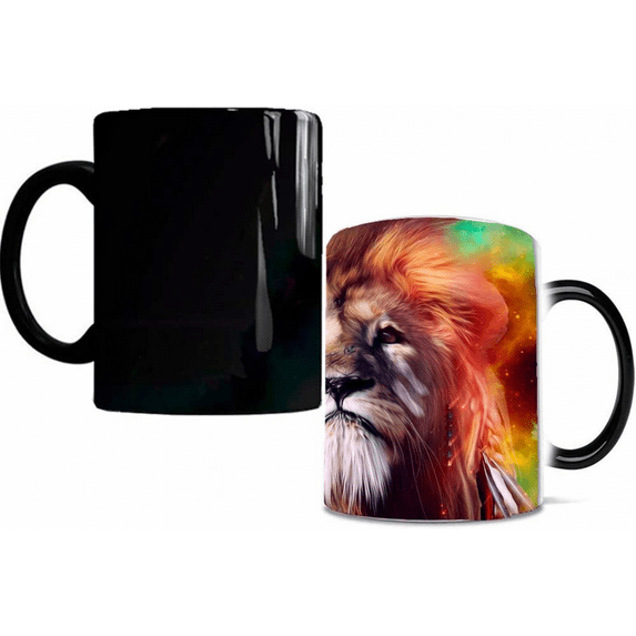 Heat Changing Coffee Mug, Caliamary Lion Heat Sensitive Color Changing Mug Cup, 11 Ounce Funny Ceramic Morning Coffee Mugs Cool Mug for Men Kids
