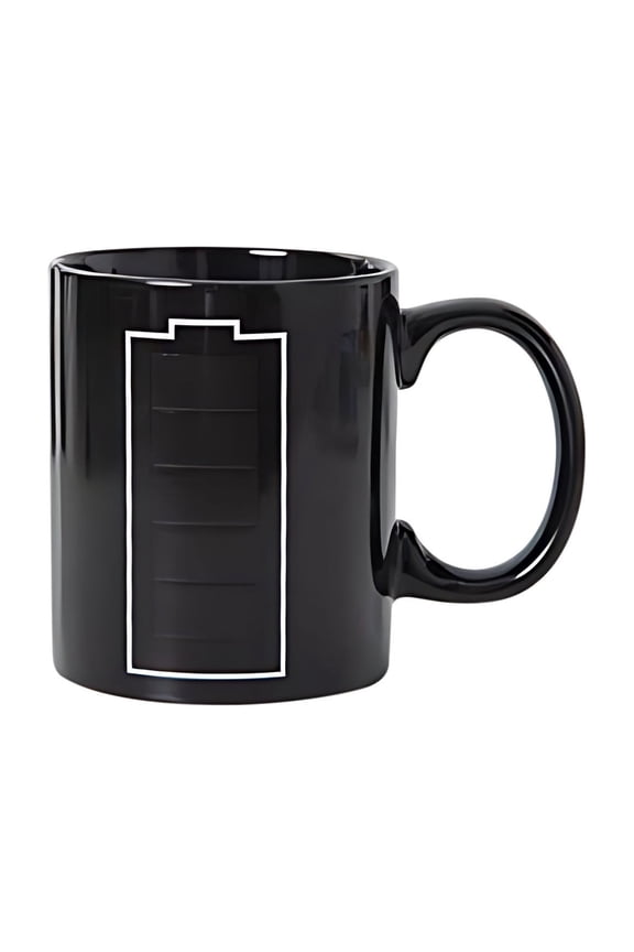 Heat Changing Sensitive Mug Cool Coffee and Tea Magics Color Change Cup Battery Meter Charging Ceramic Mug Gift Idea for Mom Dads Women and Men