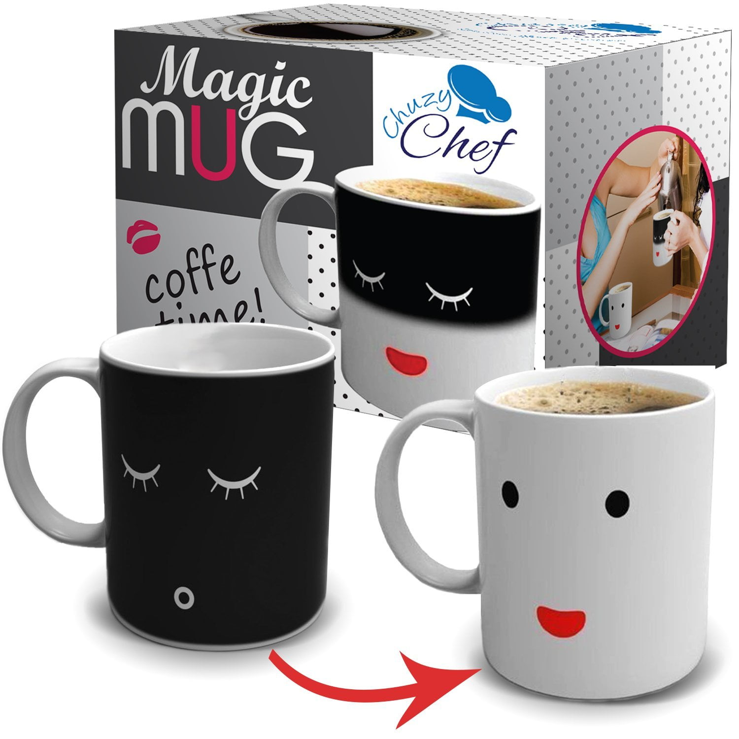Magic Coffee Mugs Heat Sensitive Color Changing Coffee Mug Good Gift Mug  Smoke Design 11oz, Funny Coffee/Tea Cup, 100% Ceramic