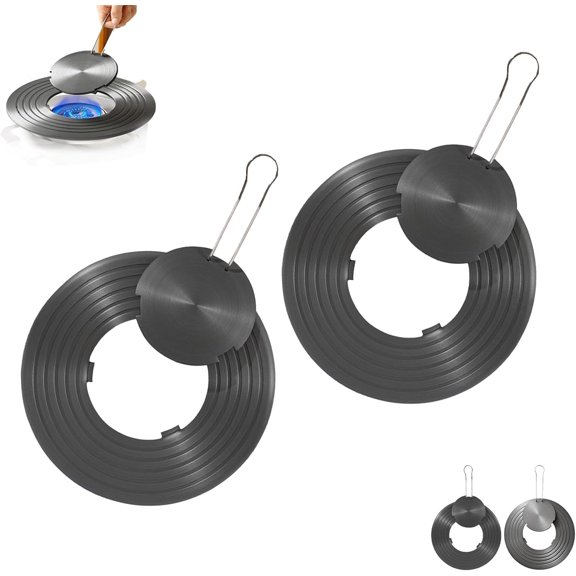 Heat Conduction Plate, Gas Stove Heat Diffuser Plate, Aluminum Alloy with Removable Handle, Multifunctional Gas Cooker Heat Tray, Heat Baffle Diffuser for Simmering for All Kitchen Needs(Blackx2)