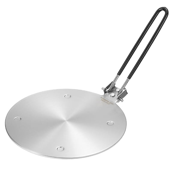 Heat Diffuser Plate for Gas Stove 8 Inch with Foldable Handle, Silver Tone
