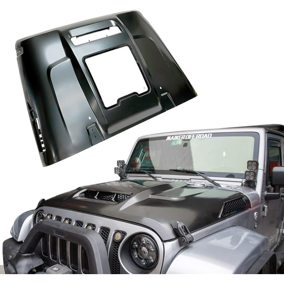 Heat Dispersion Hood Compatible with 2007-2018 Jeep Wrangler JK Replacement Hood Space Capsule Hood (Black)