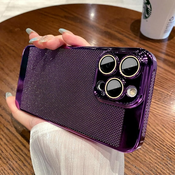 Heat Dissipation Breathable Cooling Case for iPhone 14 13 12 11 Pro Max Plating Electroplate Shockproof Slim Cover (for iPhone 13 Pro,Purple)