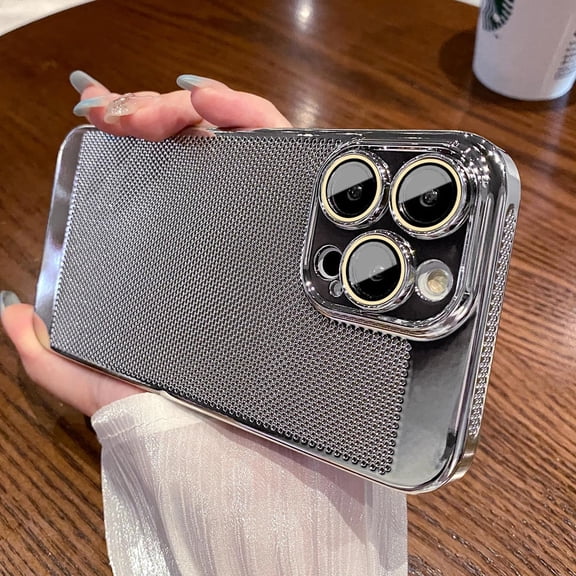 Heat Dissipation Breathable Cooling Case for iPhone 14 13 12 11 Pro Max Plating Electroplate Shockproof Slim Cover (for iPhone 14 Pro Max,Silver)