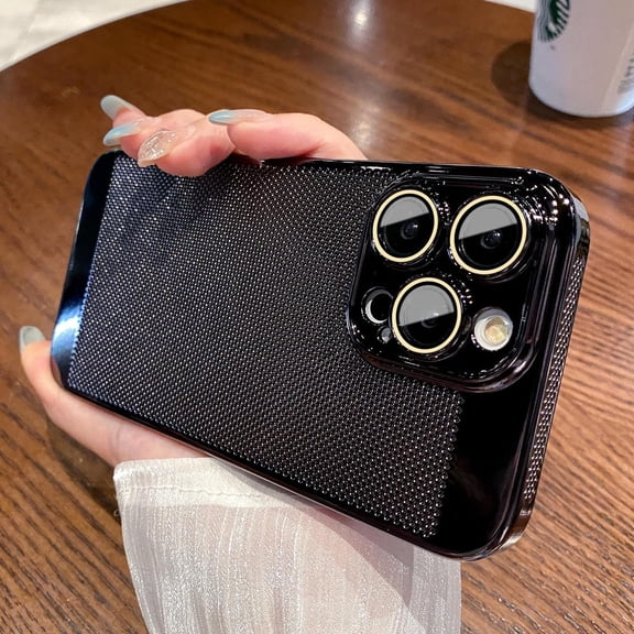 Heat Dissipation Breathable Cooling Case for iPhone 14 Pro Max Plating Electroplate Shockproof Slim Hard Cover (for iPhone 14 Pro Max,Black)