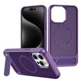 thumbnail image 1 of Heat Dissipation Breathable Cooling Phone Case with Stand for iPhone 14/13, Ultra Thin Ultra Lightweight Resistant Stereo Mesh Design Compatible with Magsafe for iPhone 14/13, Darkpurple, 1 of 8