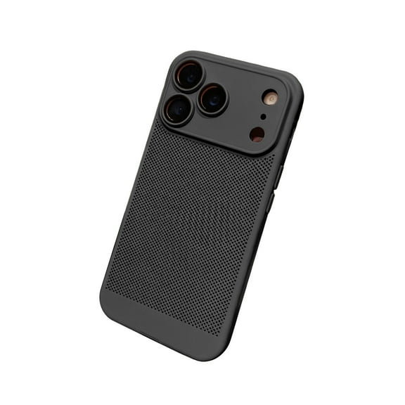 Heat Dissipation Cover for iPhone17 case,Slim Hard Back Case Cooling Breathable Cellular Hole Bumper with Camera Lens Protection (Black,iPhone 17)