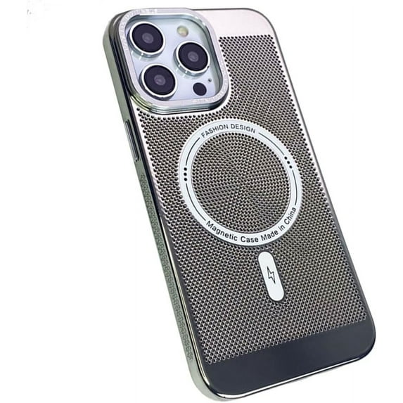 Heat Dissipation Magnetic Case for iPhone 13 Pro Max Compatible with Magsafe Slim Hard Wireless Charging Plating Electroplate Cover (for iPhone 13 Pro Max,Silver)