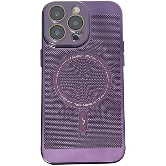 Heat Dissipation Magnetic Case for iPhone 14 13 12 11 Pro Max 14 Plus Compatible with Magsafe,Camera Protection Luxury Bumper Plating Cover (Purple,for iP14)