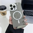 thumbnail image 1 of Heat Dissipation Magnetic Case for iPhone 14 13 12 11 Pro Max 14 Plus Compatible with Magsafe,Camera Protection Luxury Bumper Plating Cover (Silver,iP14), 1 of 10