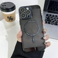 thumbnail image 1 of Heat Dissipation Magnetic Case for iPhone 14 13 12 11 Pro Max 14 Plus Compatible with Magsafe,Camera Protection Luxury Bumper Plating Cover (Black,for i14), 1 of 10