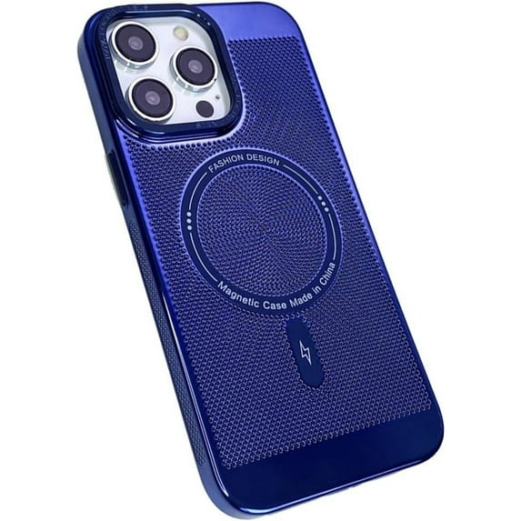 Heat Dissipation Magnetic Case for iPhone 14 Pro Max Compatible with Magsafe Slim Hard Wireless Charging Plating Electroplate Cover (for iPhone 14 Pro Max,Dark Blue)