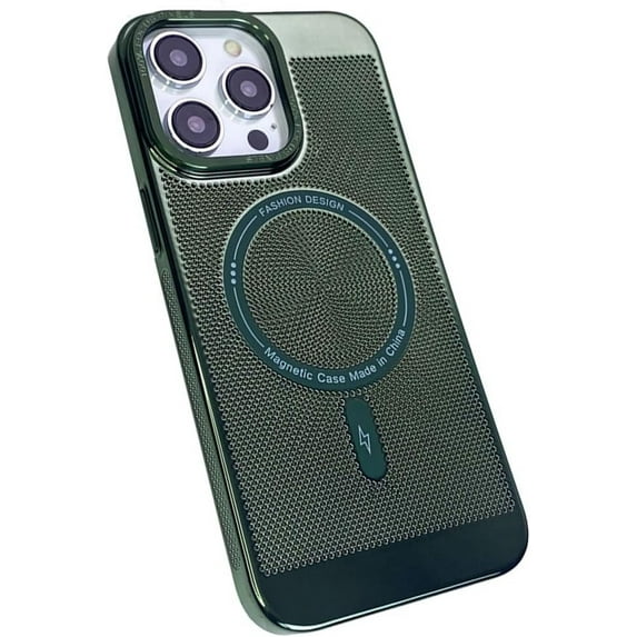 Heat Dissipation Magnetic Case for iPhone 14 Pro Max Compatible with Magsafe Slim Hard Wireless Charging Plating Electroplate Cover (for iPhone 14 Pro Max,Green)