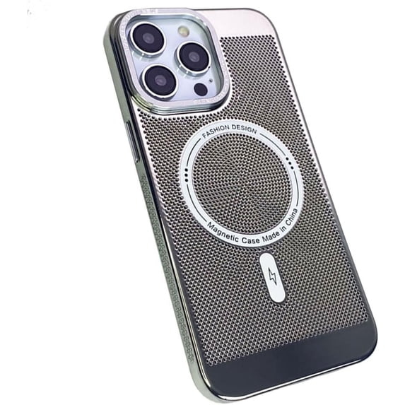 Heat Dissipation Magnetic Case for iPhone 14 Pro Max Compatible with Magsafe Slim Hard Wireless Charging Plating Electroplate Cover (for iPhone 14 Pro Max,Silver)