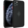 thumbnail image 1 of Heat Dissipation Phone Case, New Breathable Hollow Cellular Hole Heat Dissipation Case Full Back Camera Lens Protection Ultra Slim TPU Case Cover (Black, Compatible with iPhone 12 Mini), 1 of 12