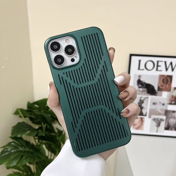 Heat Dissipation Phone Case for iPhone 12 Pro Max, Breathable Hollow Heat Dissipation Case Camera Protection Shockproof Ultra Slim Hard PC Case Cover for iPhone 12 Pro Max 6.7 inch,Green