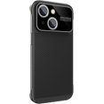 thumbnail image 1 of Heat Dissipation Phone Case for iPhone 15 Plus with Window Glass Camera Lens Protection Frameless Breathable Cooling Hollow Design Slim Borderless Shockproof Cover for Women and Men, Black, 1 of 9