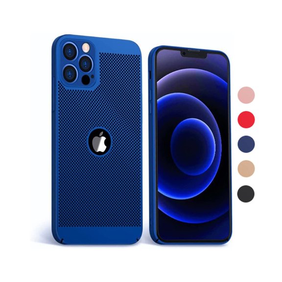 Heat Dissipation iPhone 12 Case (Red) Breathable Cooling Hollow Cellular Hole Full Camera Lens Protection Ultra Slim Cover