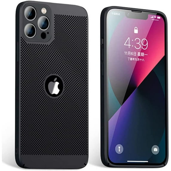 Heat Dissipation iPhone 12 Pro Case (Black) Breathable Cooling Hollow Cellular Hole Full Camera Lens Protection Ultra Slim Cover
