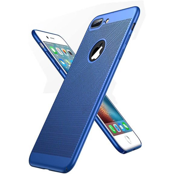 Heat Dissipation iPhone 7 Case (Blue) Breathable Cooling Hollow Cellular Hole Full Camera Lens Protection Ultra Slim Cover