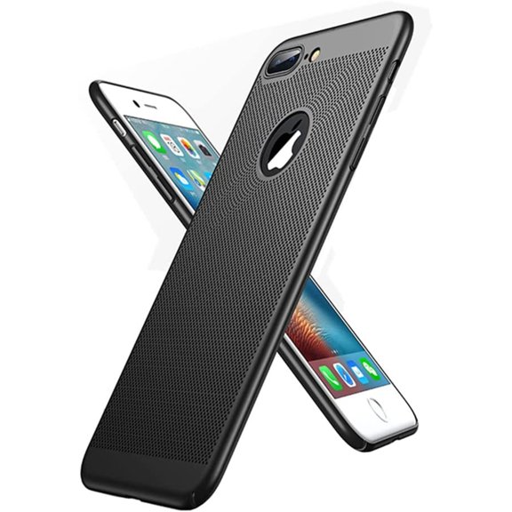 Heat Dissipation iPhone 8 Plus Case (Black) Breathable Cooling Hollow Cellular Hole Full Camera Lens Protection Ultra Slim Cover