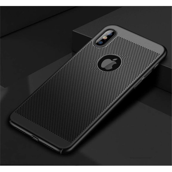 Heat Dissipation iPhone X Case (Black) Breathable Cooling Hollow Cellular Hole Full Camera Lens Protection Ultra Slim Cover