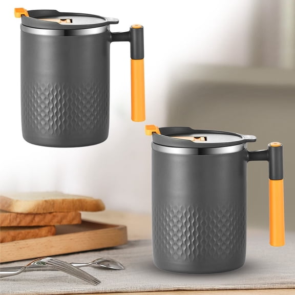 Heat Double Wall Vacuum Insulated Stainless Steel Coffee Mug, Travel & Home Coffee Cup With Lid and Handle, Keeps Drinks Hot or Cold 16oz Dark Gray