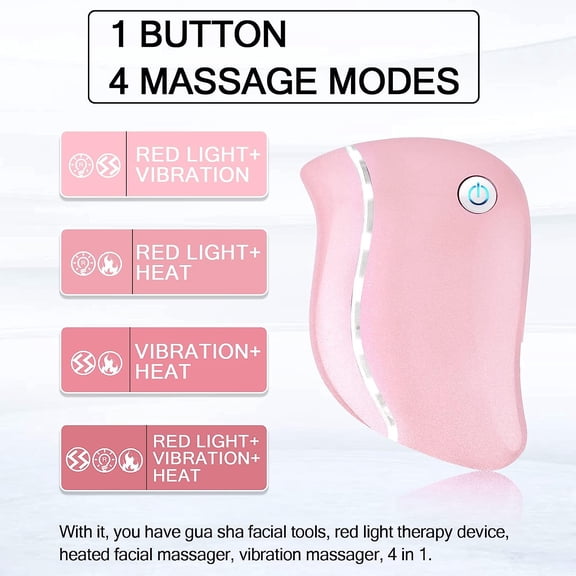 Heat Electric Gua Sha Tool, 4-in-1 Multi-Function Anti-Aging Face Massager, Facial Contouring & Firming, Double Chin, Awakening Skin, Deep Treatment