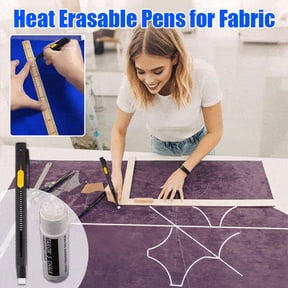 Heat Erasable Fabric Marker for Sewing, Iron off Lines for Quilting, Embroidery, Dressmaking, Fine Tip for Tailors Crafters Pattern Tracing on Cotton Denim Knits
