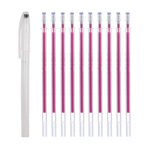 Heat Erasable Pens,Fabric Marking Pens with 10 Refills for Sewing Quilting Embroidery Marking,Disappears with Iron,Red,1 Set