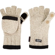 Heat Factory Fleece-Lined Ragg Wool Gloves with Fold-Back Finger Caps and Hand Heat Warmer Pockets, Womens One Size