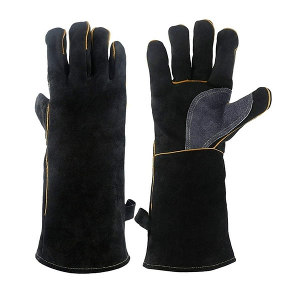 Heat Fire Resistant Gloves Leather With Stitching Mitts Perfect For Fireplace Stove Oven Grill Welding Bbq ,Widely Use