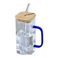 thumbnail image 1 of Heat Glass Cup with Straw 400Ml Suitable for Cold Drinks Juice Milk Including Lid Glass Texture Suitable for Various Beverages Glass&Bottle Happy Day!, 1 of 5