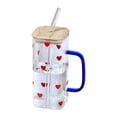 thumbnail image 1 of Heat Glass Cup With Straw 400Ml Suitable For Cold Drinks Juice Milk Including Lid Glass Texture Suitable For Various Beverages Glass&Bottle Practical Home Decor, 1 of 5