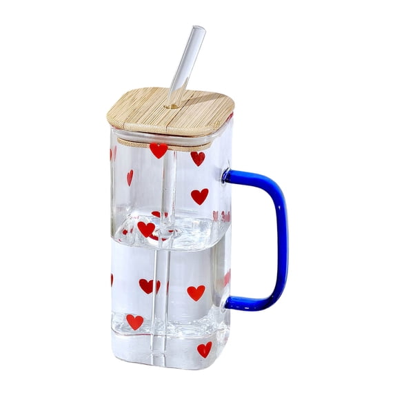 Heat Glass Cup With Straw 400Ml Suitable For Cold Drinks Juice Milk Including Lid Glass Texture Suitable For Various Beverages Glass&Bottle Practical Home Decor