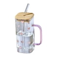 thumbnail image 1 of Home Decor Heat Glass Cup With Straw 400Ml Suitable For Cold Drinks Juice Milk Including Lid Glass Texture Suitable For Various Beverages Glass&Bottle Practical, 1 of 5