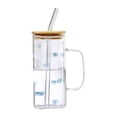 thumbnail image 1 of Heat Glass Cup with Straw 400Ml Suitable for Cold Drinks Juice Milk Including Lid Glass Texture Suitable for Various Beverages Home Decor, 1 of 5