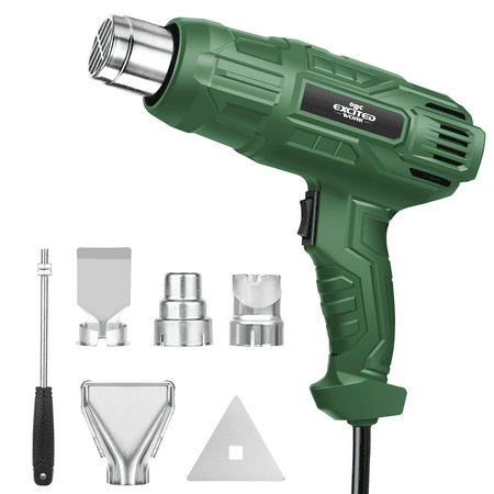Heat Gun,1500W Fast Heating Heavy Duty Hot Air Gun Kit, 662 ?~1022 ?(55?-550?)Variable Temperature Control and Overload Protection, with 4 Nozzles for Crafts, Shrinking PVC, Stripping Paint