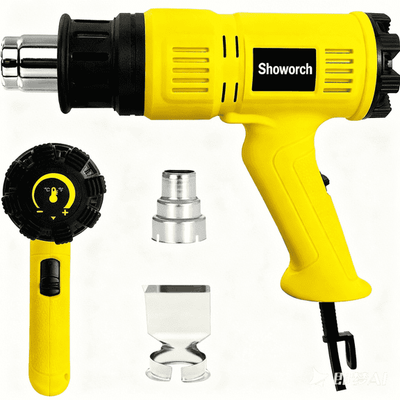 Heat Gun 1800W 140~1202 (60-650) Heavy Duty Hot Air Gun Kit Variable Temperature Control, Fast Heating, 2 Nozzles for Crafts, Shrink Wrapping, Candle Making, Epoxy Resin