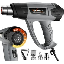Heat Gun, 1800W MAXXHEAT Heavy Duty Hot Air Gun Kit Variable Temperature Control with 2-Temp Settings 122~1202 Overload Protection with 4 Nozzles for Crafts, Shrink Tubing/Wrapping, Stripping Paint