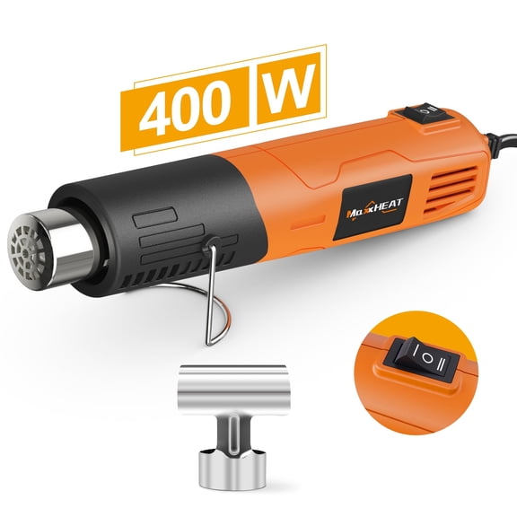 Heat Gun 2-Temp 480F-752F (250C-400C) Hot Air Gun Tool with 6.56Ft UL Cord & Reflector Nozzle for Crafting, Shrink Tubing, Vinyl Wrap, Candle Making, Embossing, Epoxy Resin